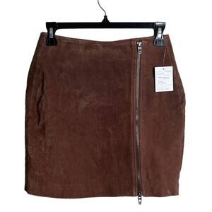 BLANKNYC Zip Suede Miniskirt Size 24 NWT Caramel Macchiato Brown
